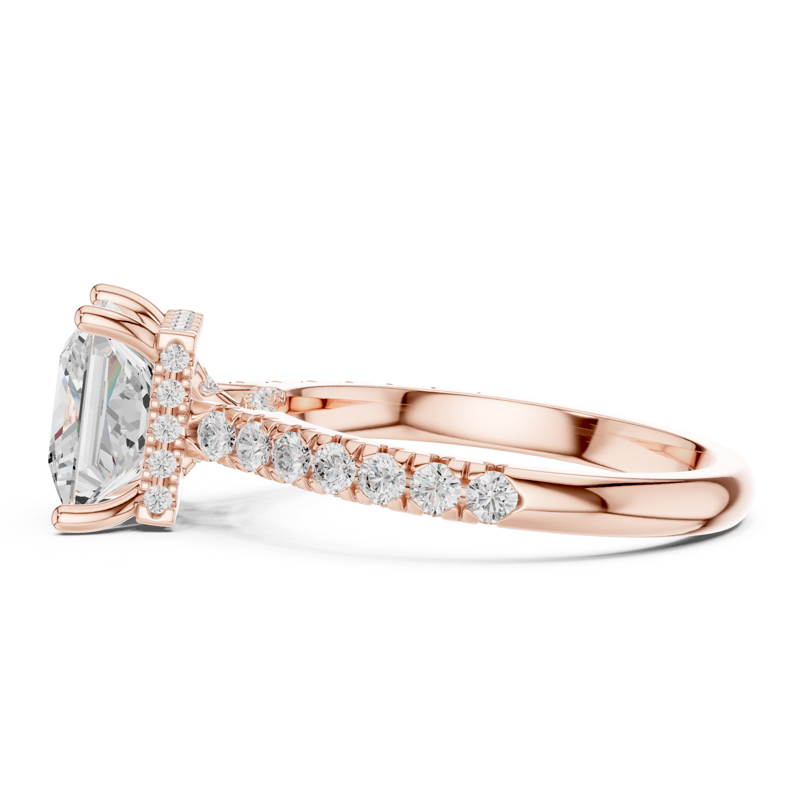 Princess Cut Hidden Halo Diamond Engagement Ring
