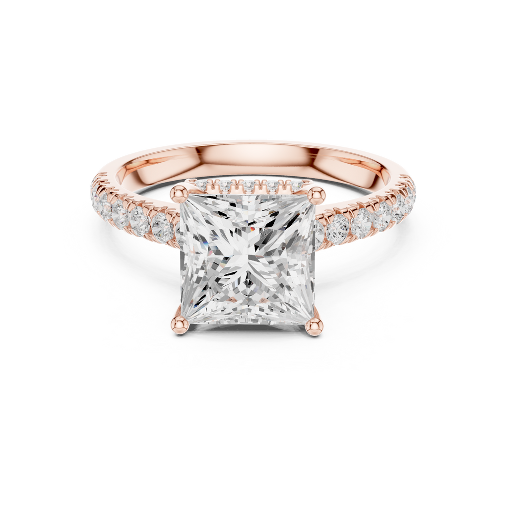Princess Cut Hidden Halo Diamond Engagement Ring