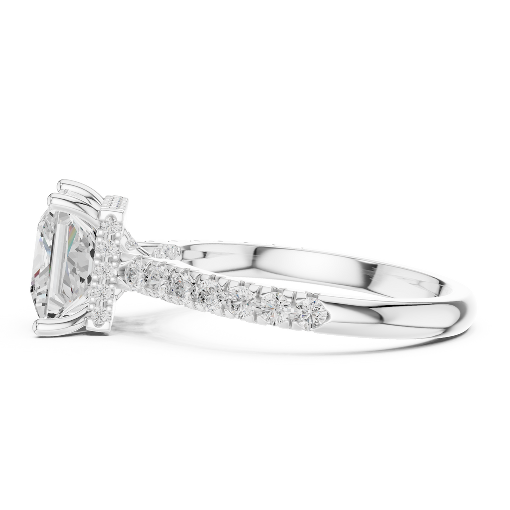 Princess Cut Hidden Halo Diamond Engagement Ring