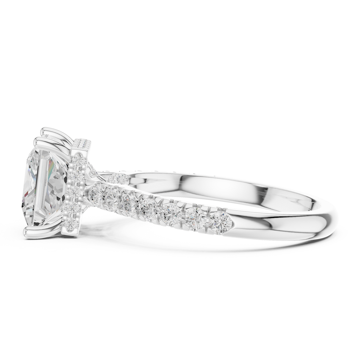 3.11 ct Princess Cut Diamond Hidden Halo Pavé Engagement Ring – view 4 of 12, lab grown diamond ring | Jewelix Atelier