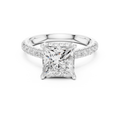 3.11 CT Princess Cut Diamond Hidden Halo Pavé Engagement Ring
