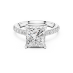3.11 CT Princess Cut Diamond Hidden Halo Pavé Engagement Ring