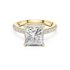3.11 CT Princess Cut Diamond Hidden Halo Pavé Engagement Ring
