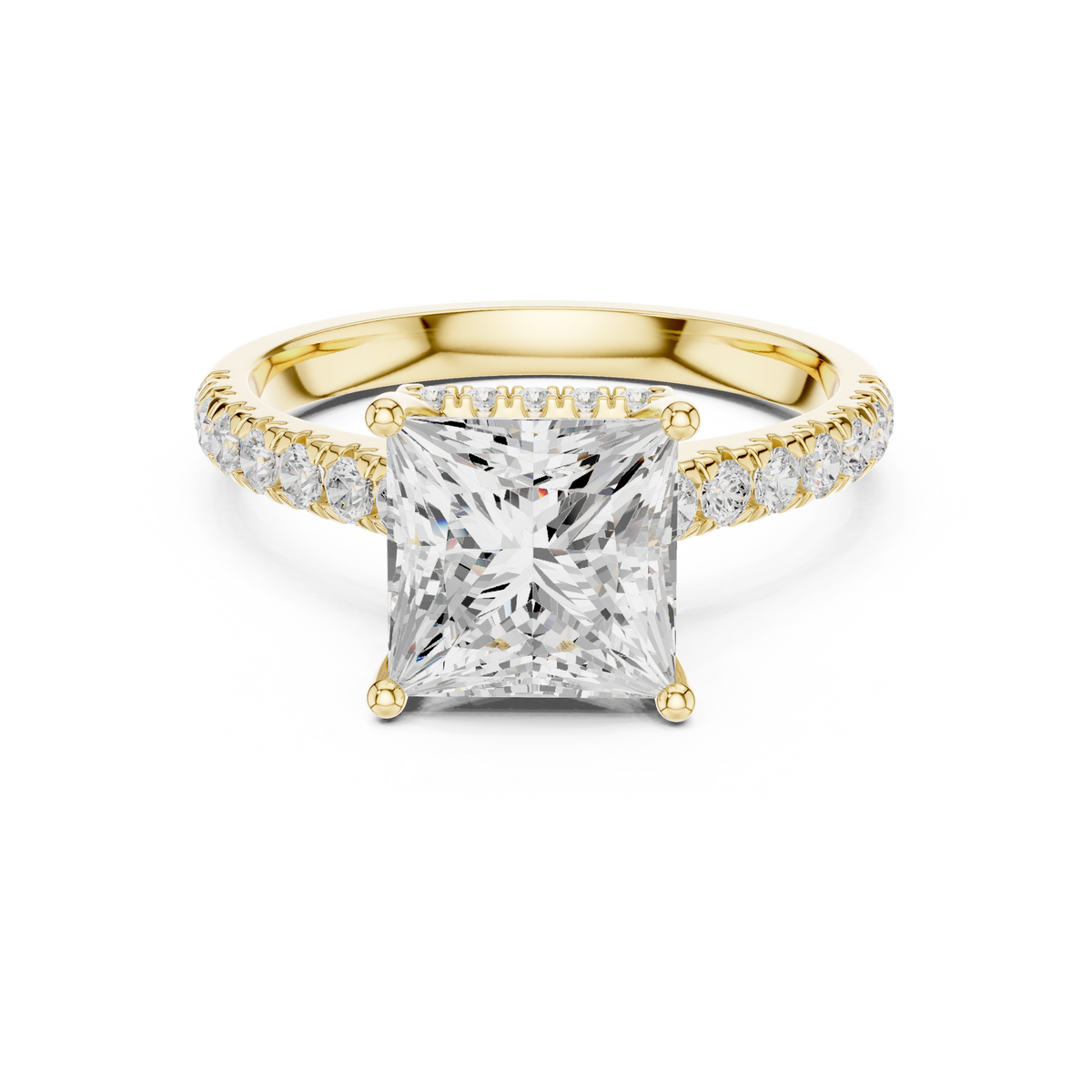 3.11 ct Princess Cut Diamond Hidden Halo Pavé Engagement Ring – view 9 of 12, lab grown diamond ring | Jewelix Atelier