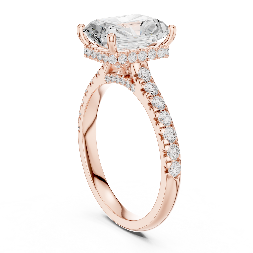 Radiant Cut Hidden Halo Diamond Engagement Ring