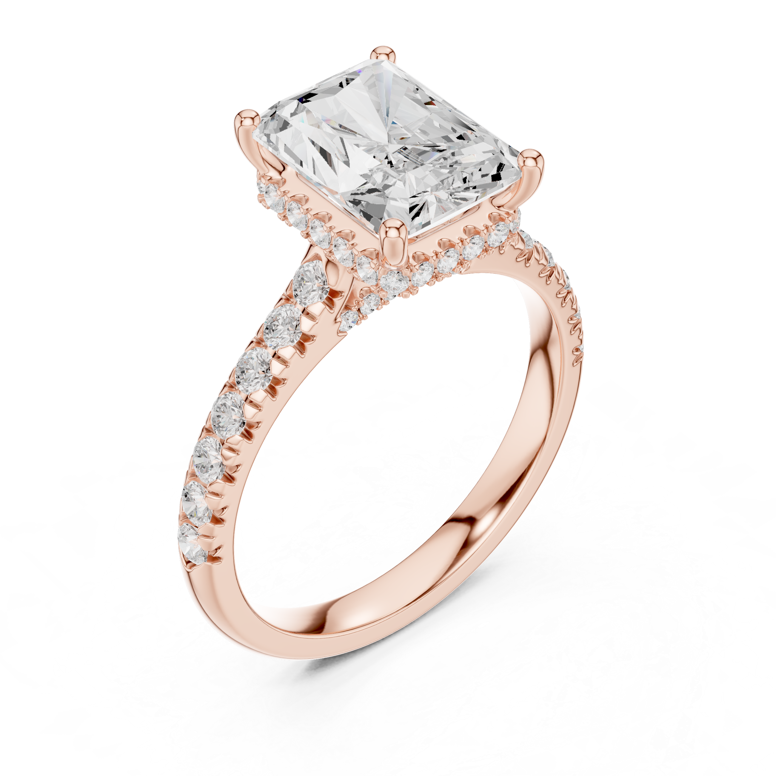 Radiant Cut Hidden Halo Diamond Engagement Ring