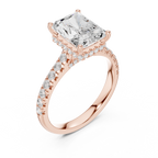 3.15 CT Radiant Cut Diamond Hidden Halo Pavé Engagement Ring