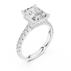3.15 CT Radiant Cut Diamond Hidden Halo Pavé Engagement Ring