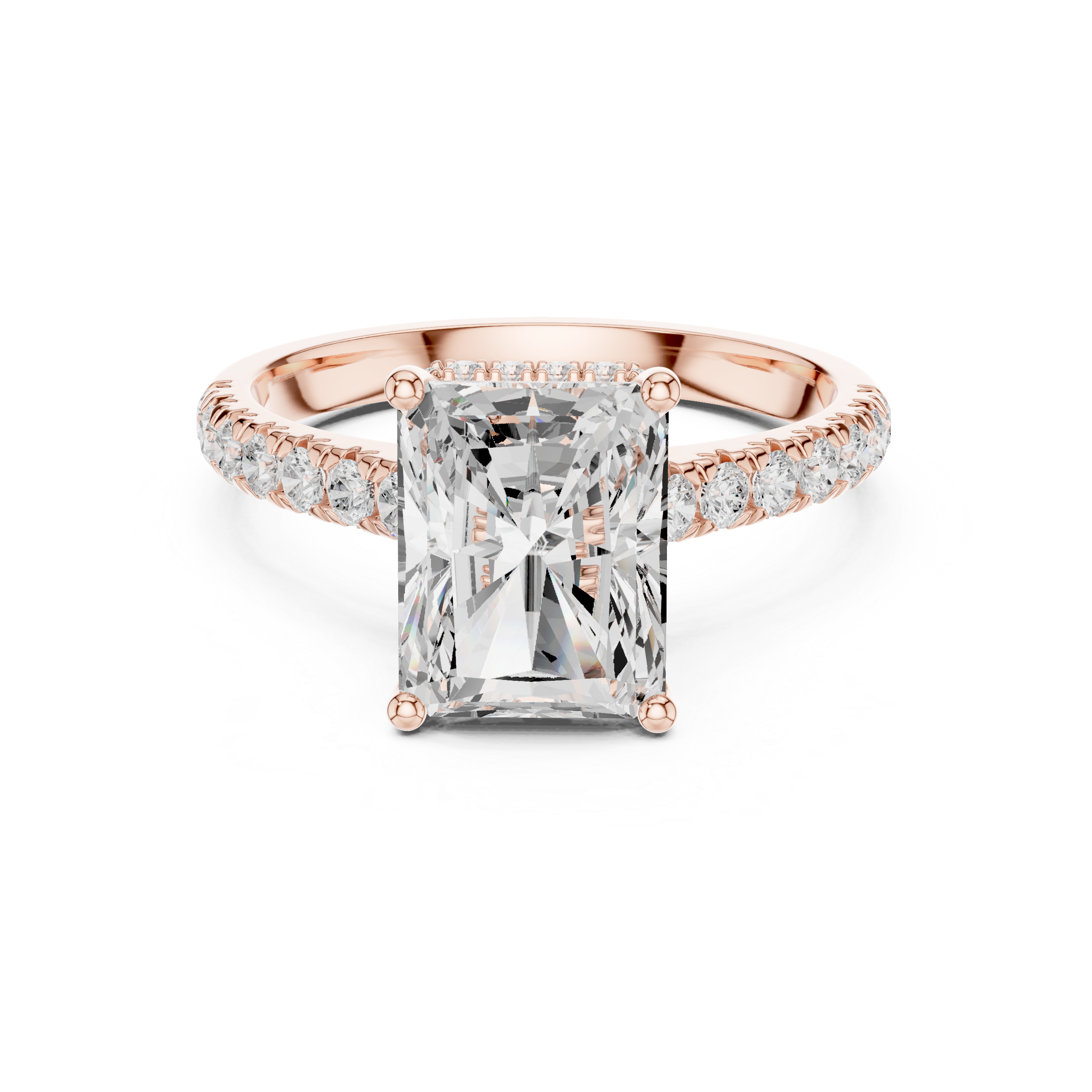 3.15 CT Radiant Cut Diamond Hidden Halo Pavé Engagement Ring
