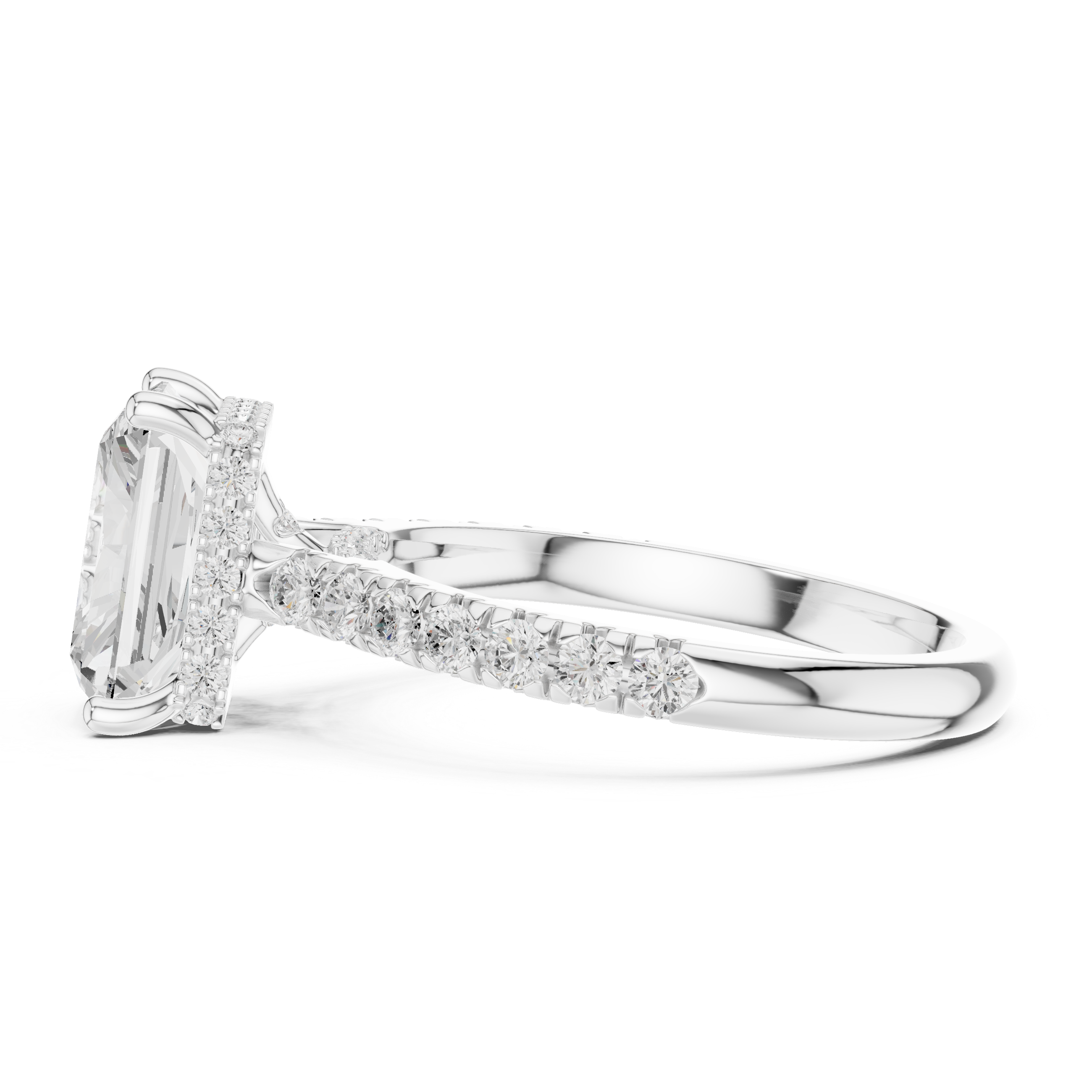Radiant Cut Hidden Halo Diamond Engagement Ring