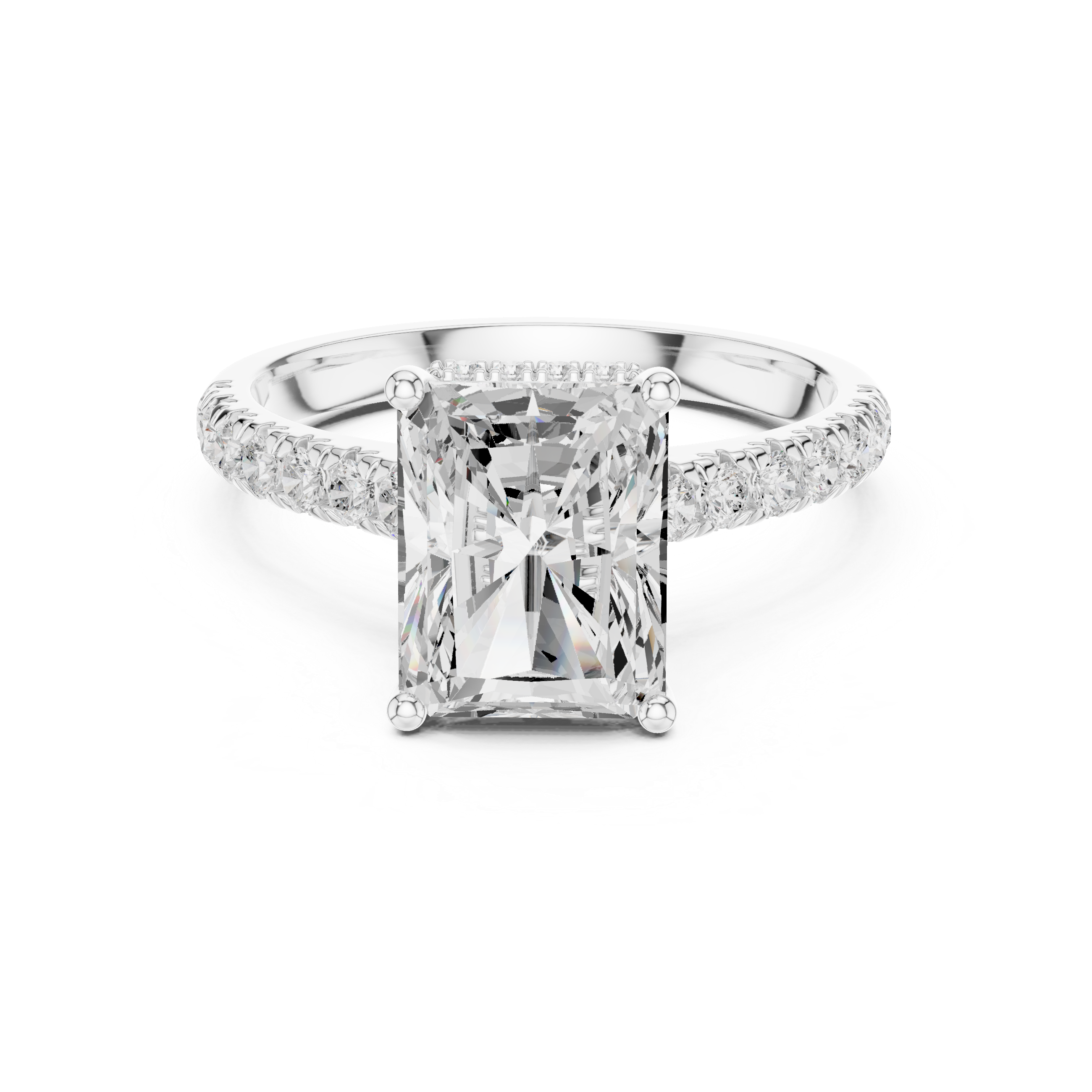 Radiant Cut Hidden Halo Diamond Engagement Ring