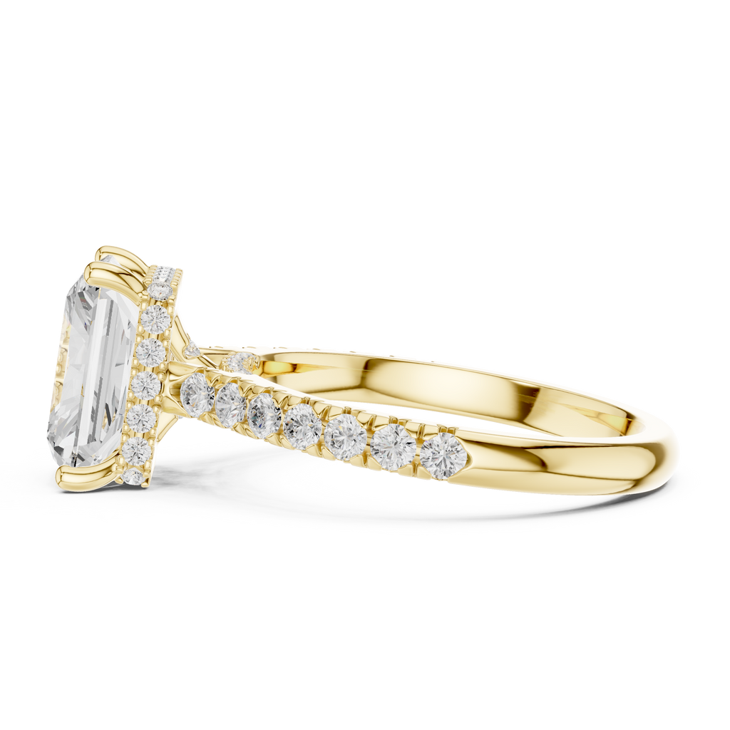 Radiant Cut Hidden Halo Diamond Engagement Ring