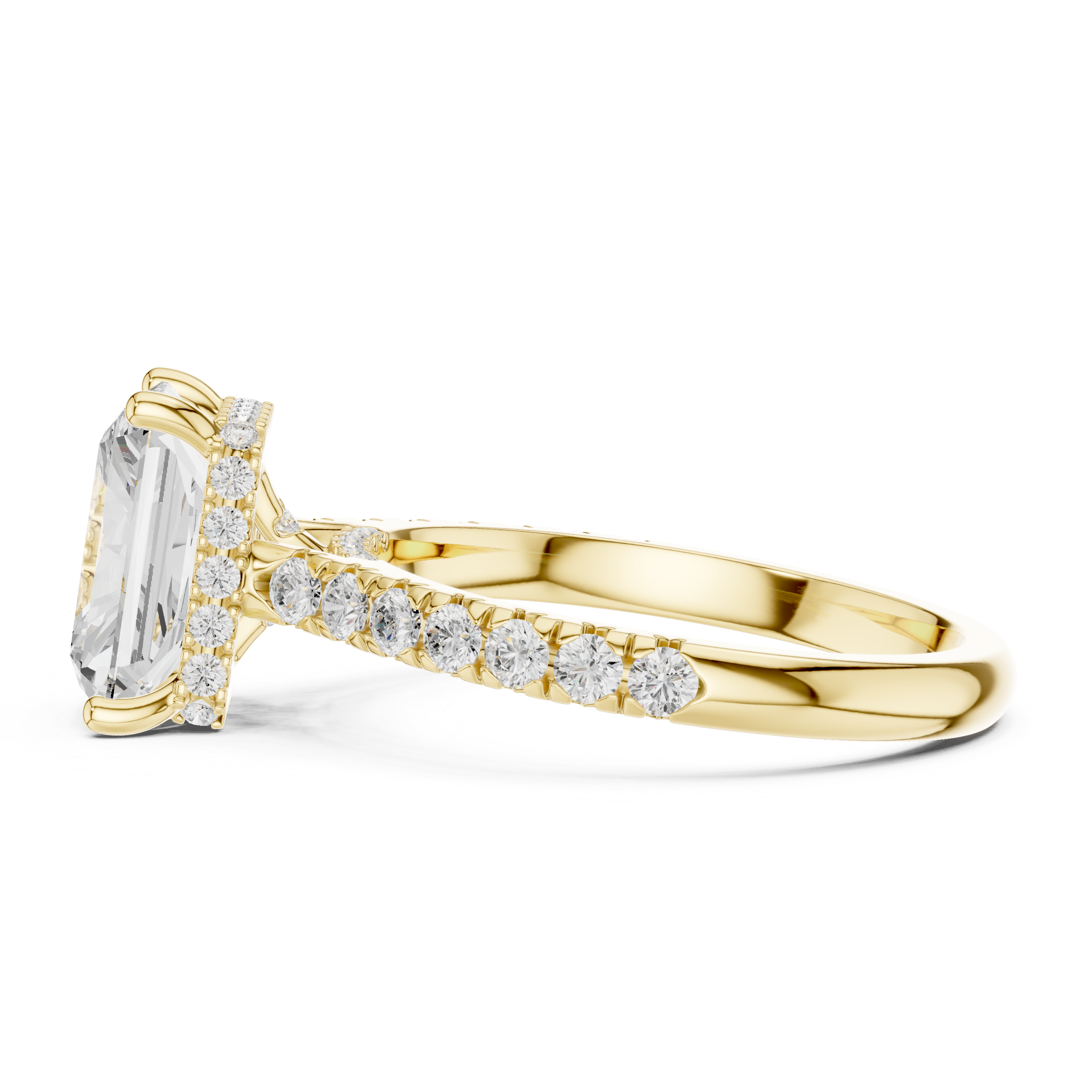 Radiant Cut Hidden Halo Diamond Engagement Ring