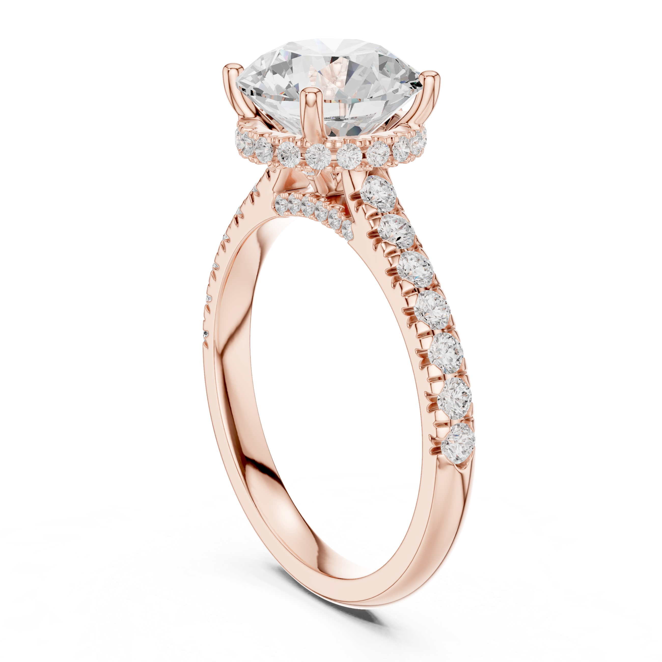 3.14 CT Round Brilliant Diamond Hidden Halo Pavé Engagement Ring