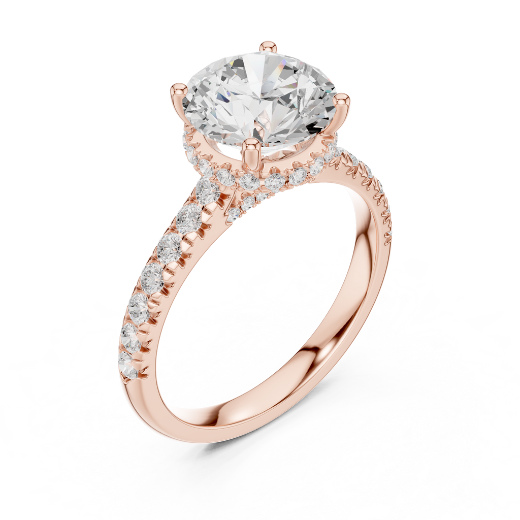 Round Brilliant Hidden Halo Diamond Engagement Ring