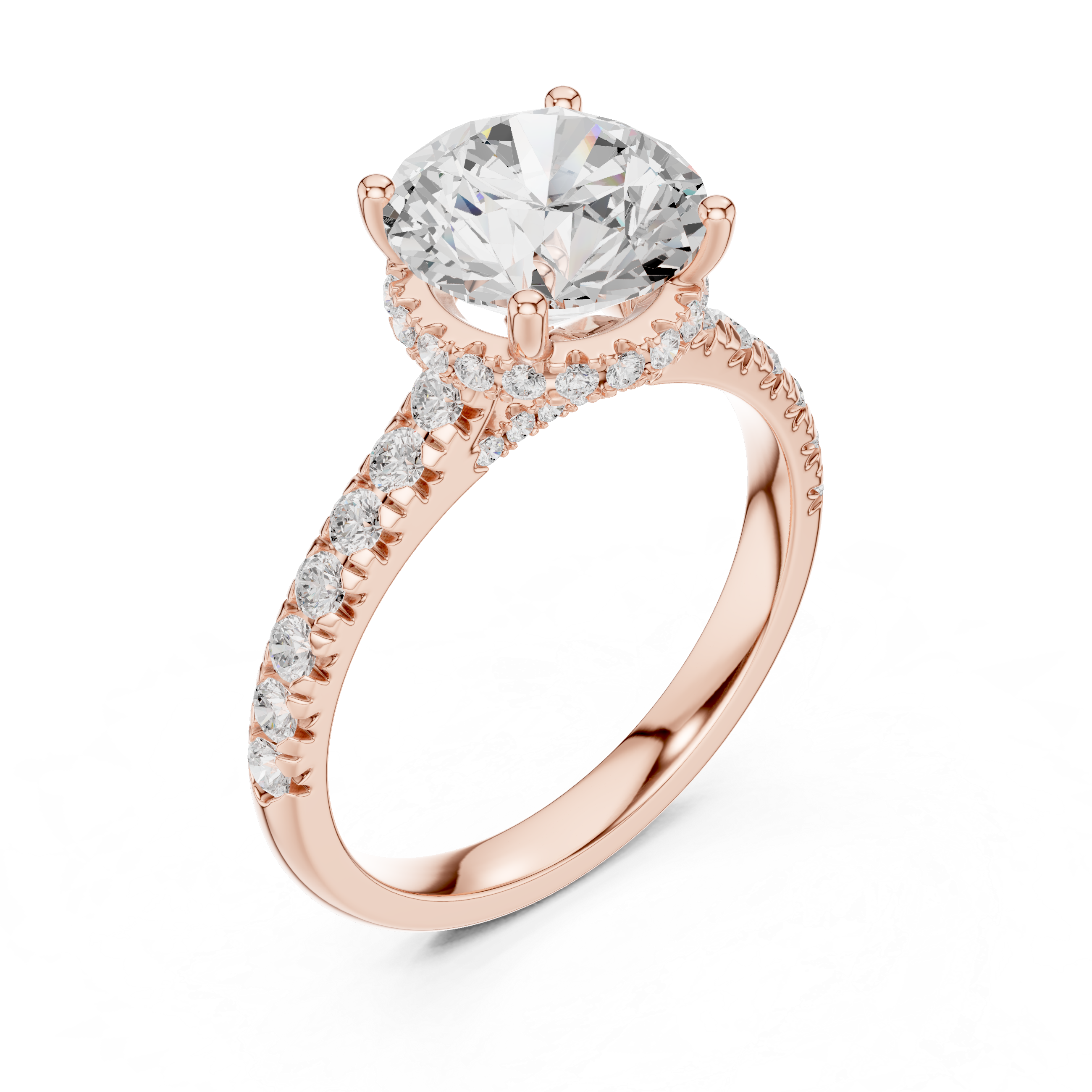 Round Brilliant Hidden Halo Diamond Engagement Ring