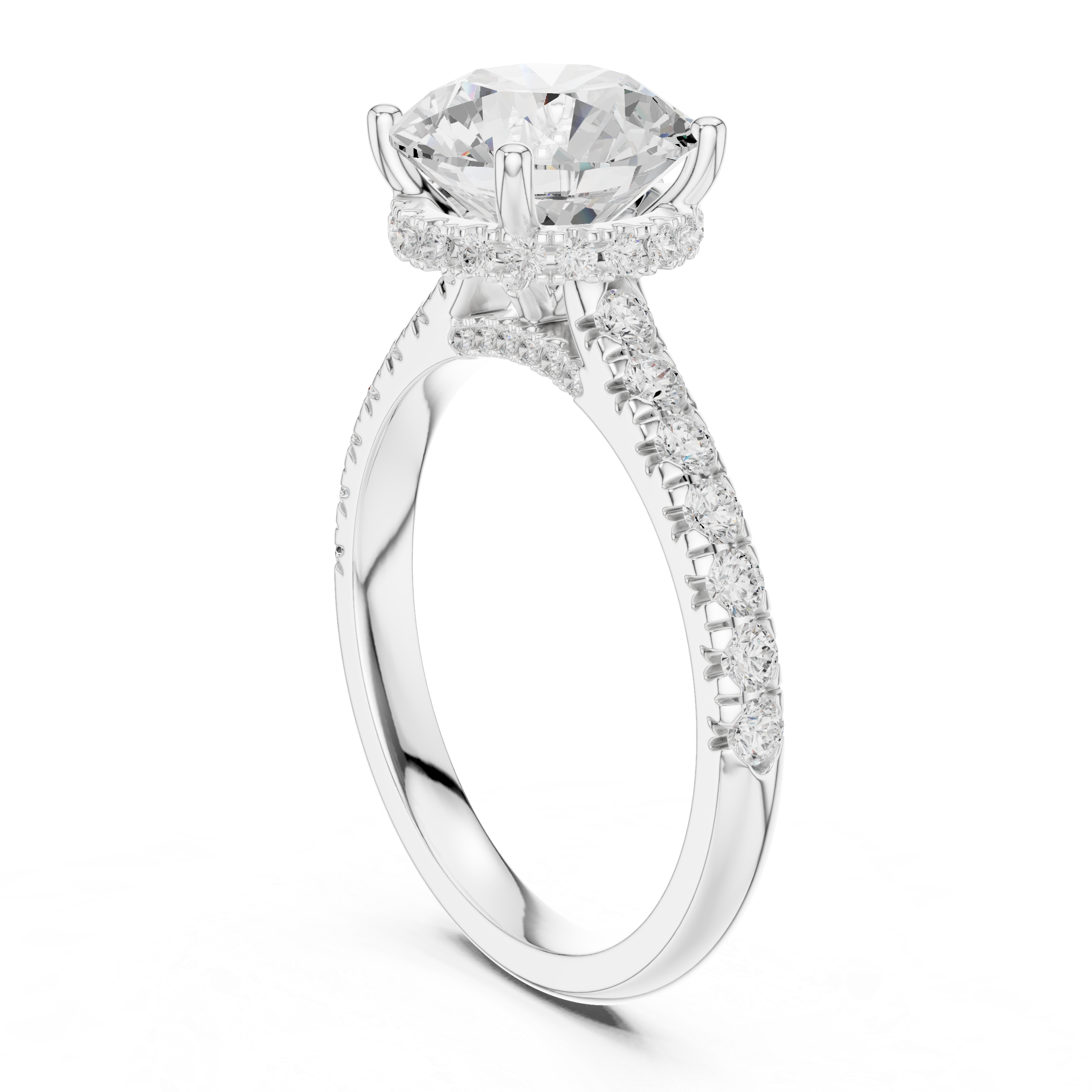 Round Brilliant Hidden Halo Diamond Engagement Ring