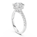 3.14 CT Round Brilliant Diamond Hidden Halo Pavé Engagement Ring