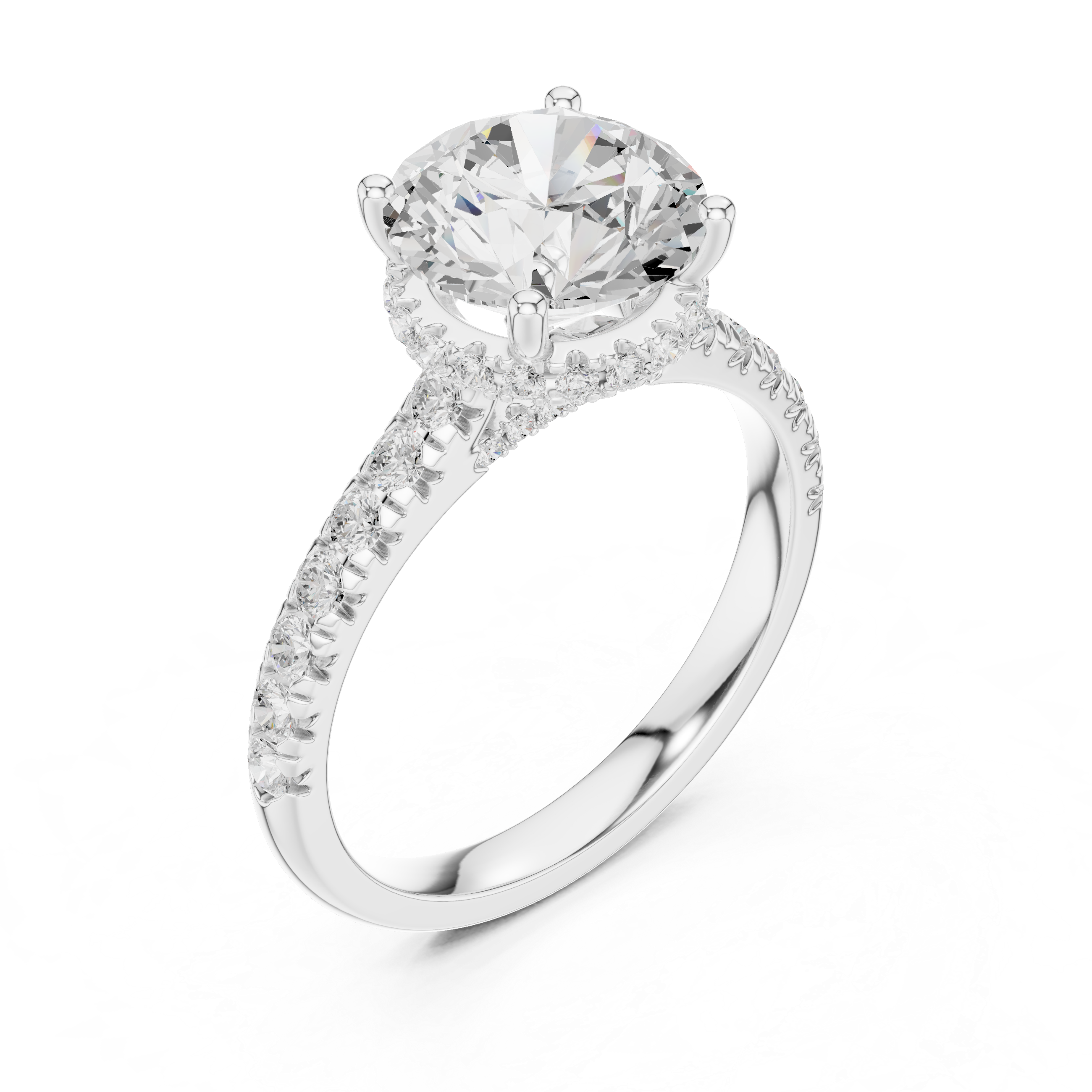 Round Brilliant Hidden Halo Diamond Engagement Ring