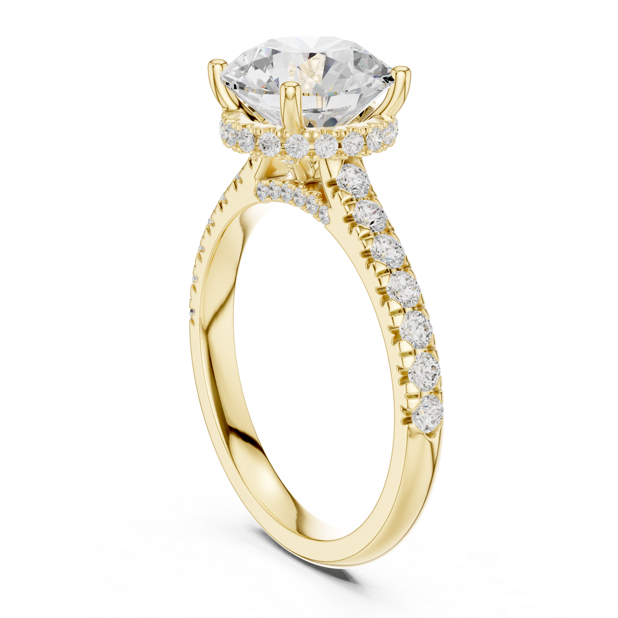 3.14 CT Round Brilliant Diamond Hidden Halo Pavé Engagement Ring