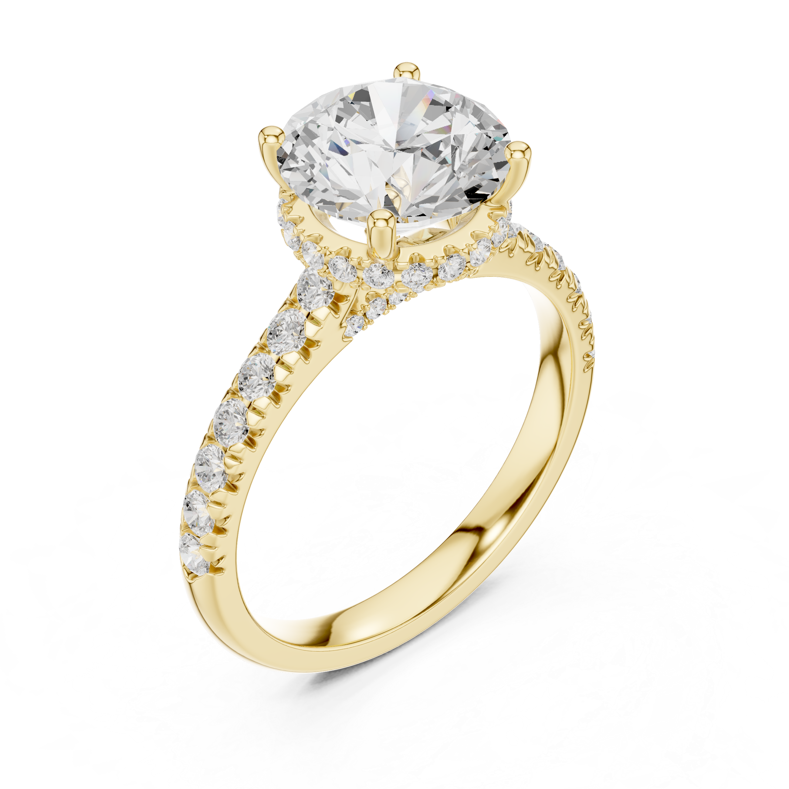 Round Brilliant Hidden Halo Diamond Engagement Ring