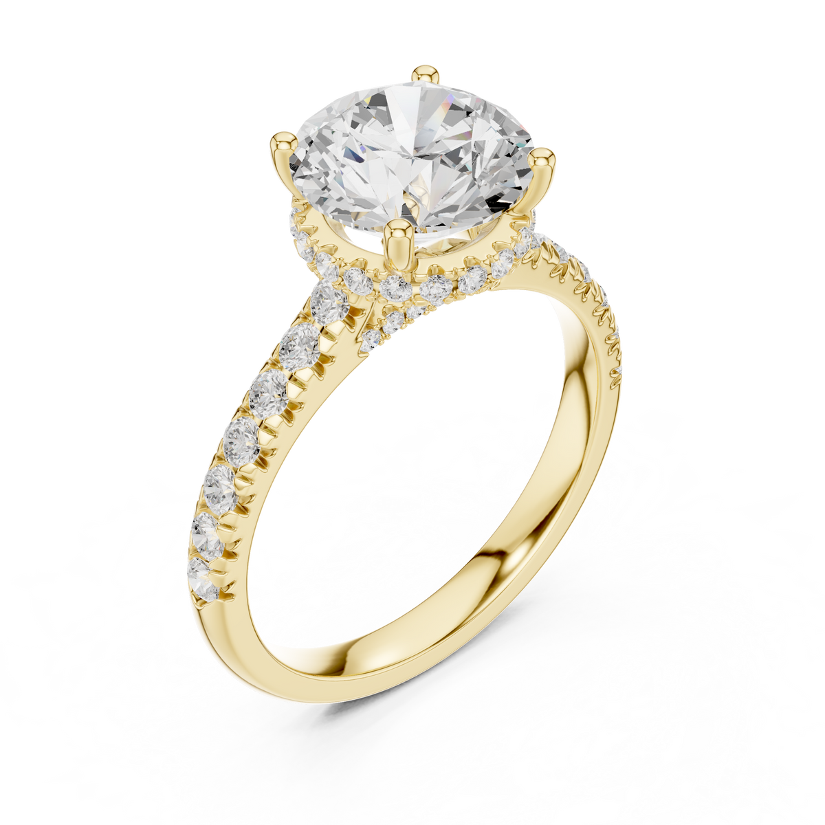 3.14 ct Round Brilliant Diamond Hidden Halo Pavé Engagement Ring – view 11 of 12, lab grown diamond ring | Jewelix Atelier