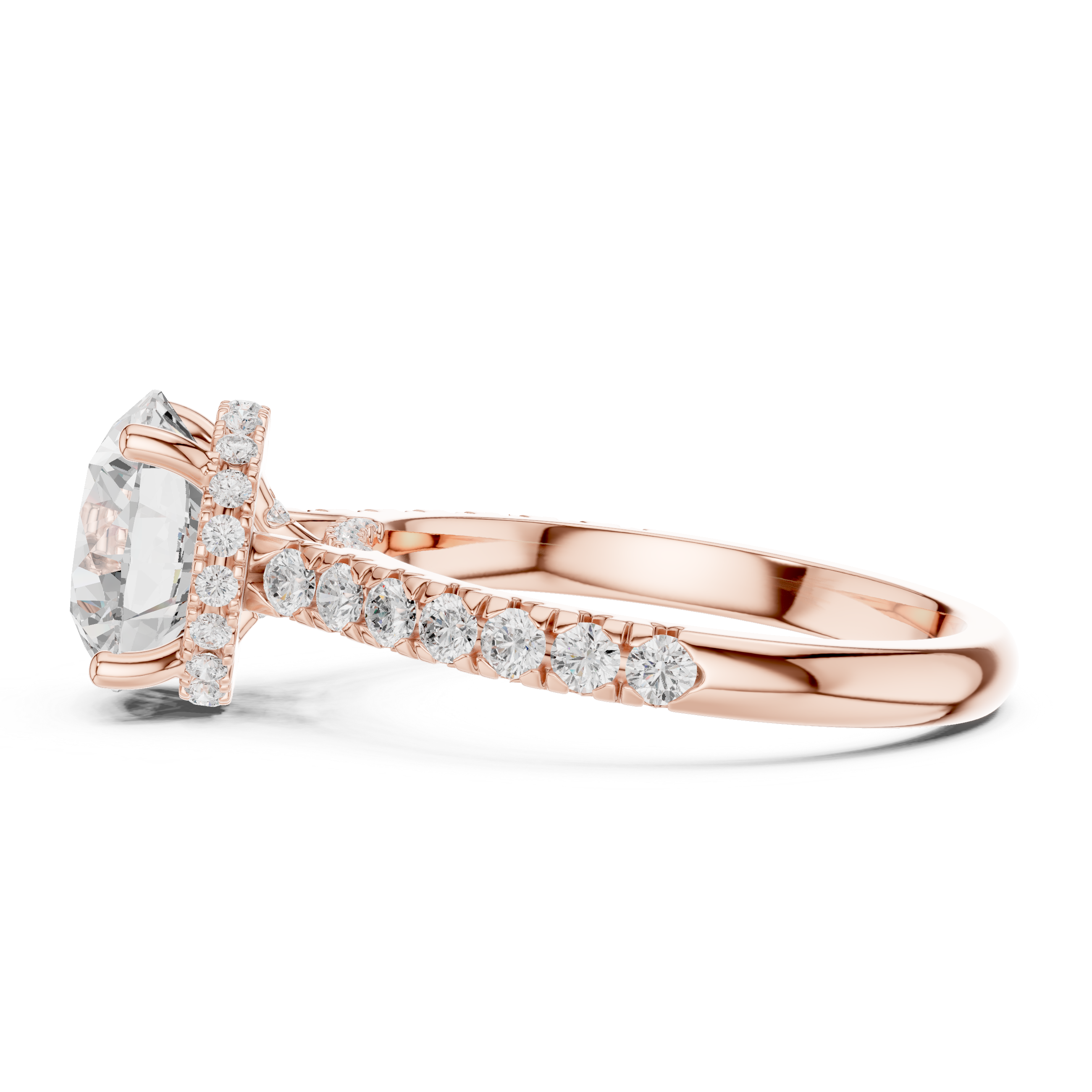 3.14 CT Round Brilliant Diamond Hidden Halo Pavé Engagement Ring