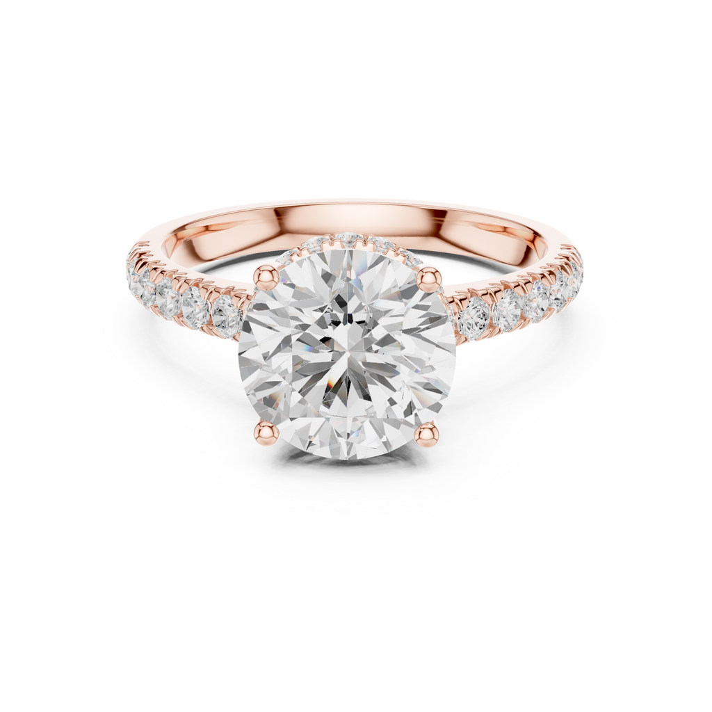 3.14 CT Round Brilliant Diamond Hidden Halo Pavé Engagement Ring