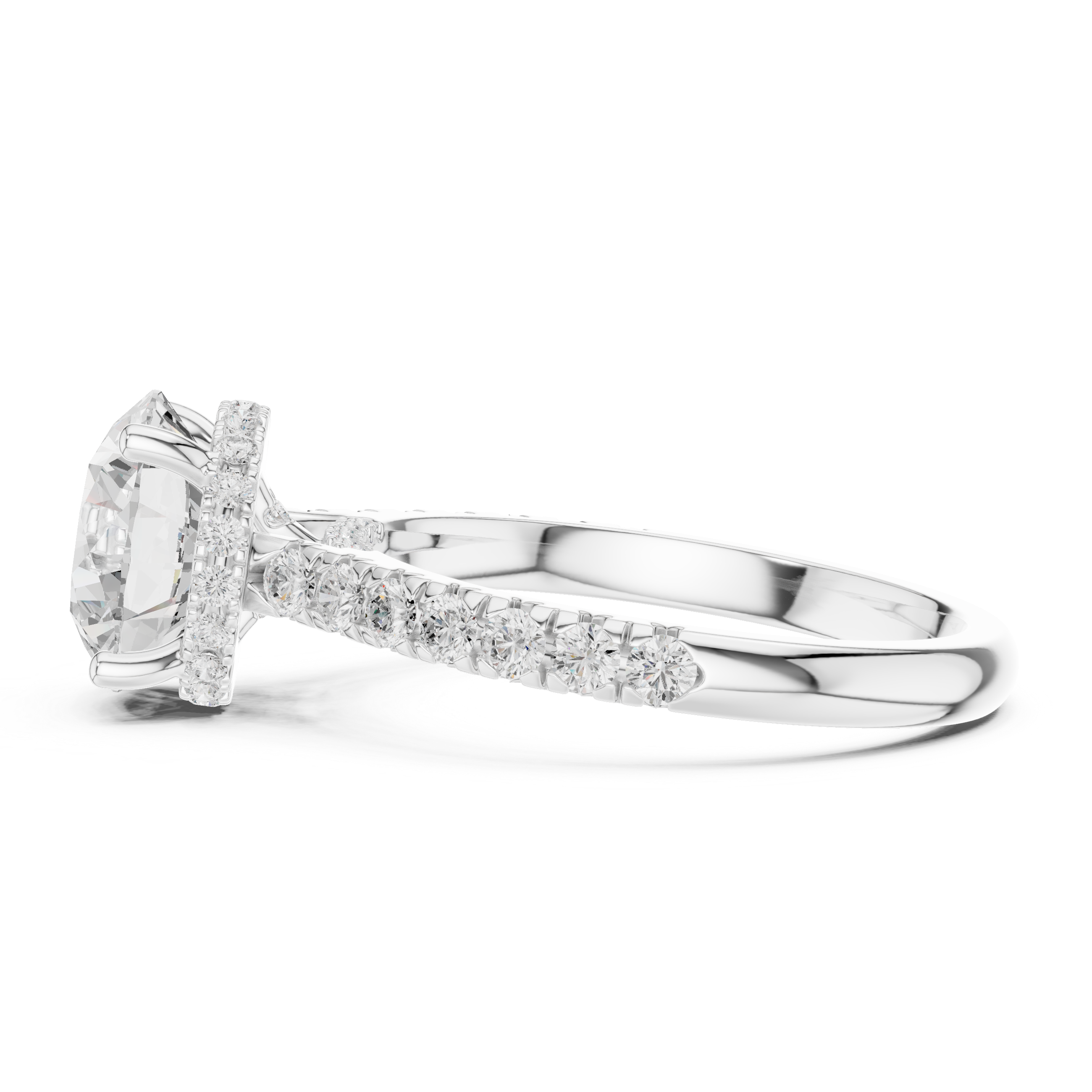 3.14 CT Round Brilliant Diamond Hidden Halo Pavé Engagement Ring