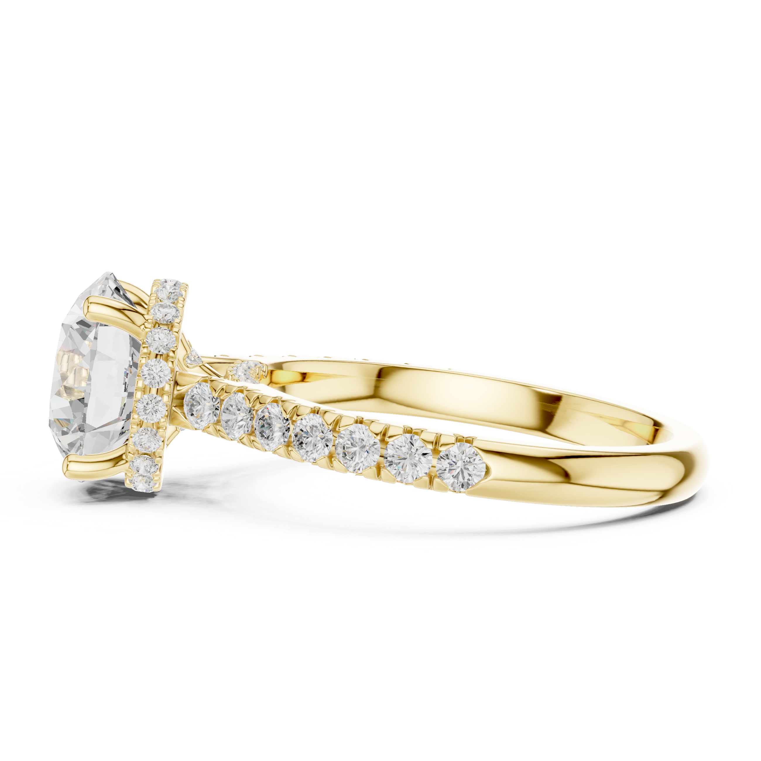 3.14 CT Round Brilliant Diamond Hidden Halo Pavé Engagement Ring