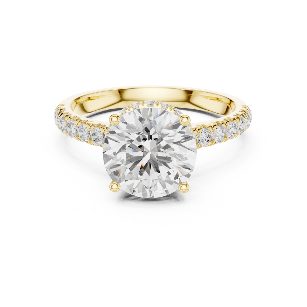 3.14 CT Round Brilliant Diamond Hidden Halo Pavé Engagement Ring
