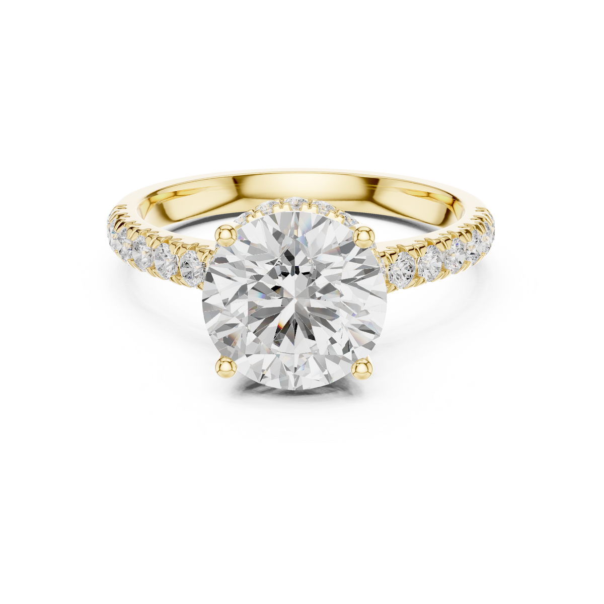 3.14 ct Round Brilliant Diamond Hidden Halo Pavé Engagement Ring – view 9 of 12, lab grown diamond ring | Jewelix Atelier