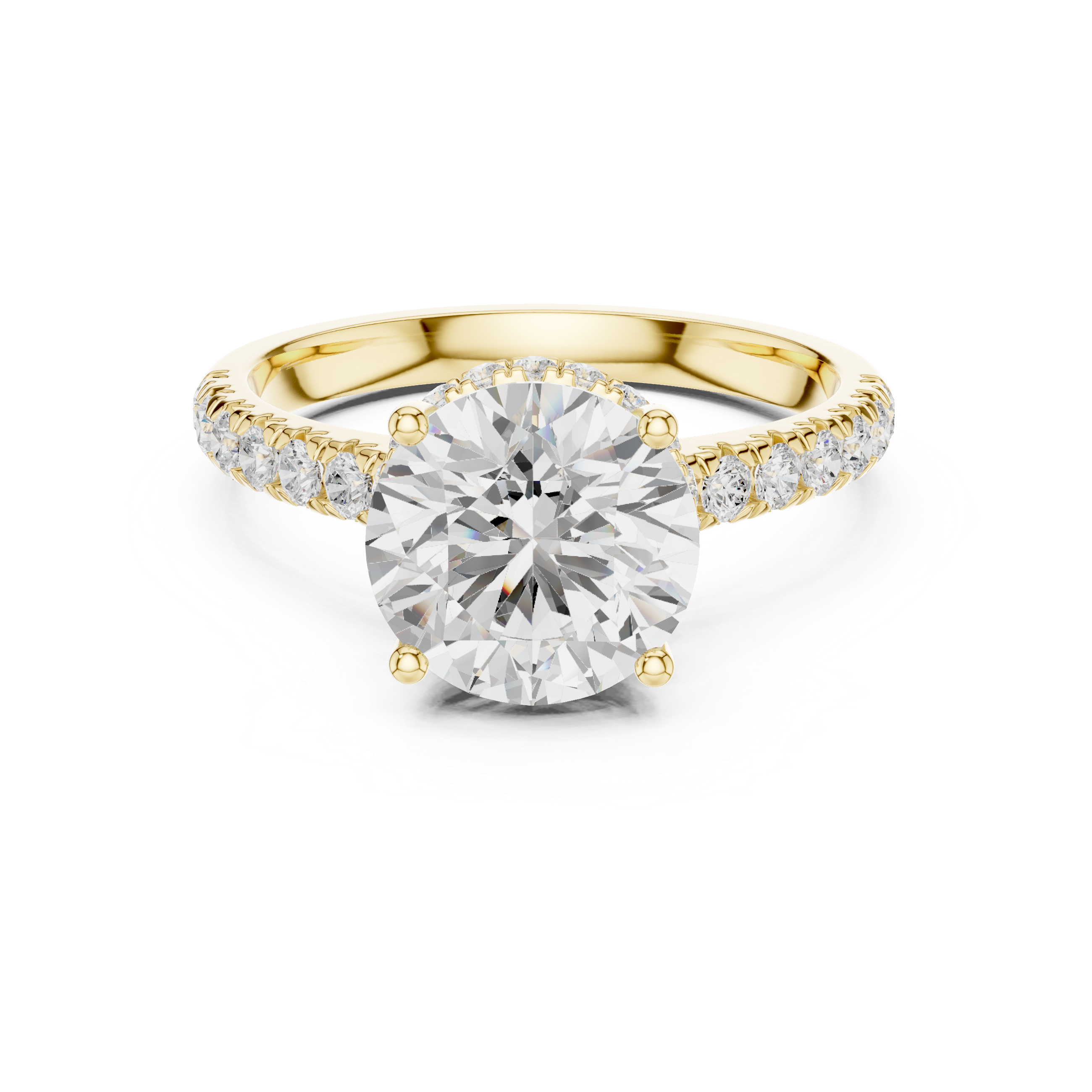 3.14 CT Round Brilliant Diamond Hidden Halo Pavé Engagement Ring