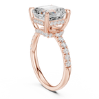 4.58 CT Asscher Cut Hidden Halo Pavé Diamond Engagement Ring