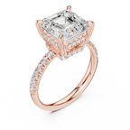 4.58 CT Asscher Cut Hidden Halo Pavé Diamond Engagement Ring