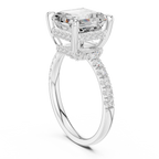 Asscher Cut Hidden Halo Diamond Engagement Ring