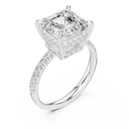 4.58 CT Asscher Cut Hidden Halo Pavé Diamond Engagement Ring
