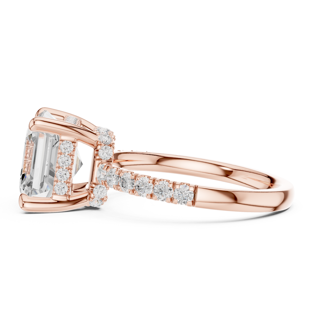 Asscher Cut Hidden Halo Diamond Engagement Ring