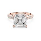 Asscher Cut Hidden Halo Diamond Engagement Ring