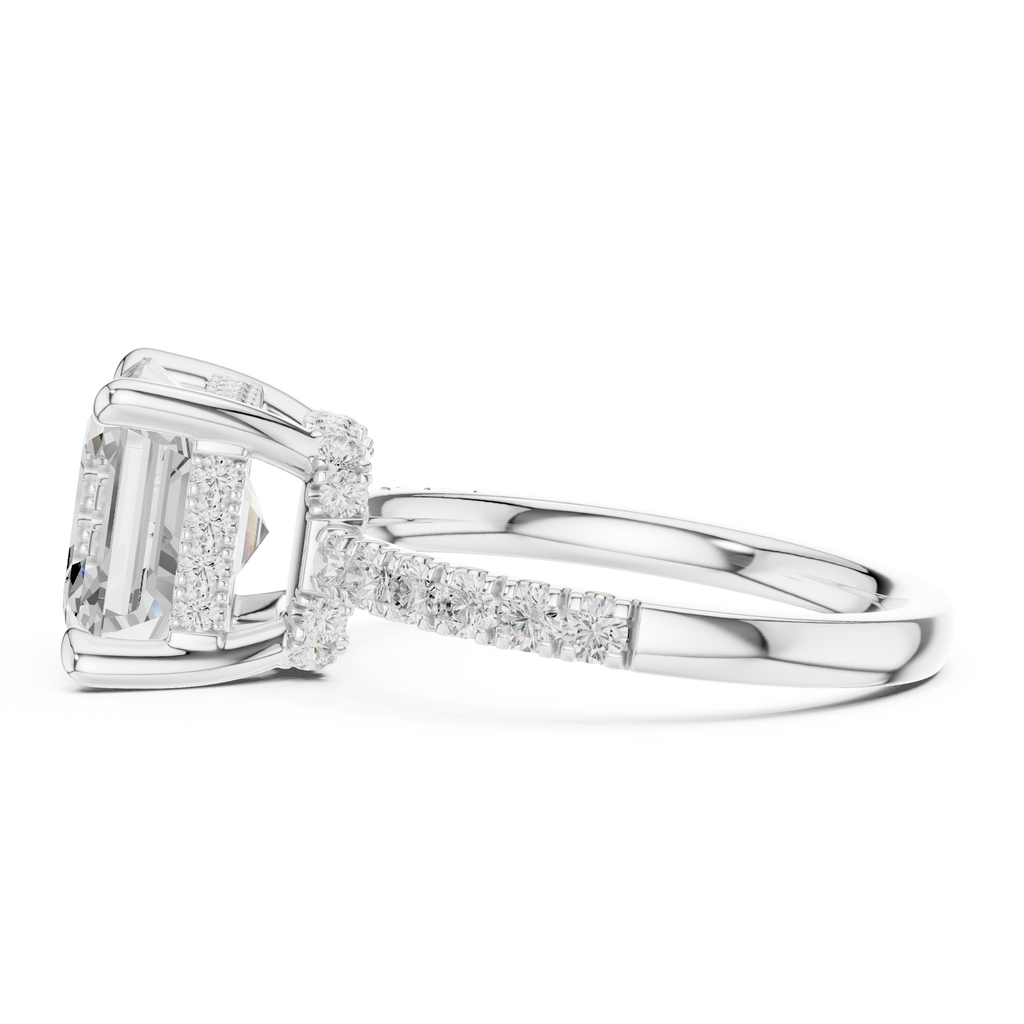 Asscher Cut Hidden Halo Diamond Engagement Ring