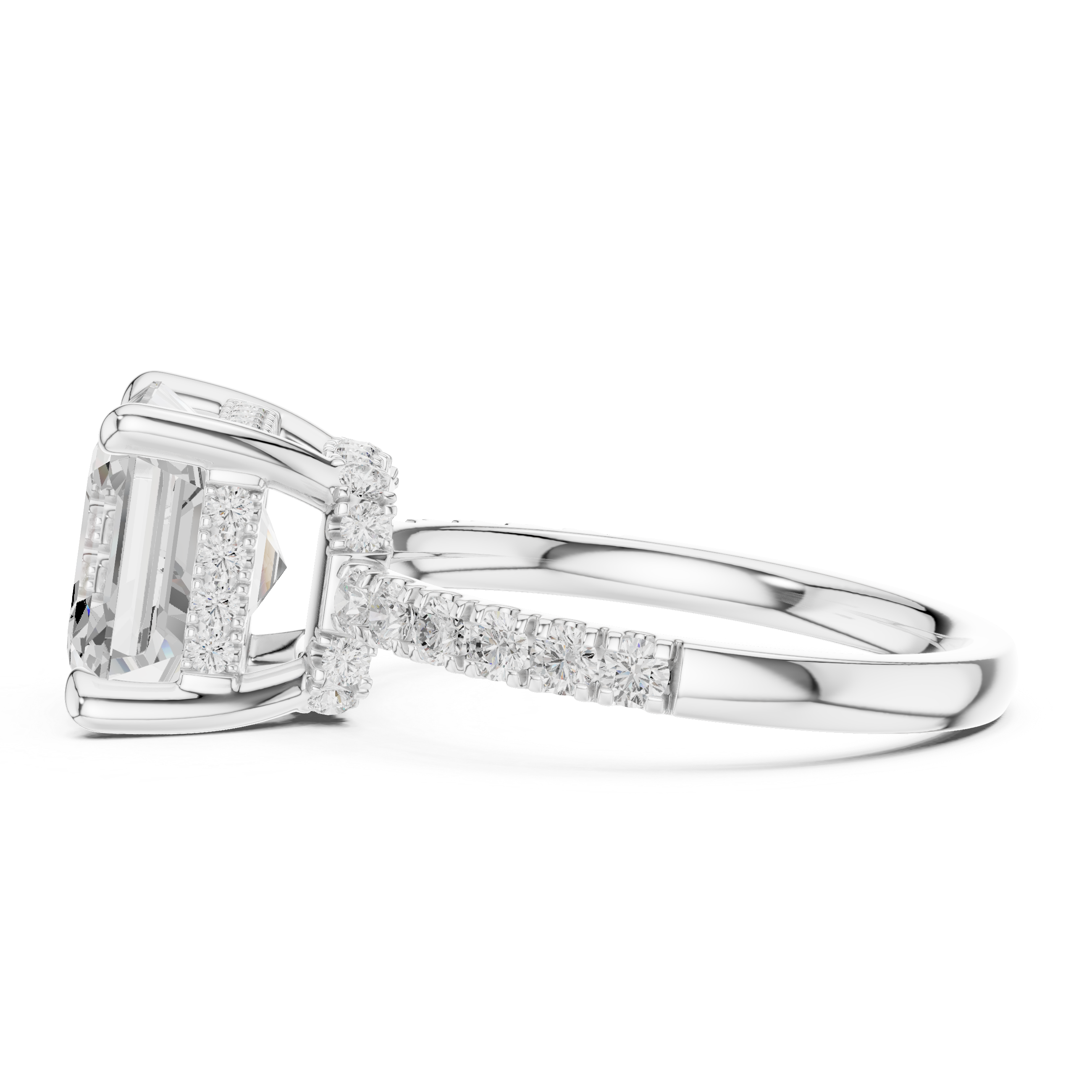 4.58 CT Asscher Cut Hidden Halo Pavé Diamond Engagement Ring