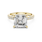 4.58 CT Asscher Cut Hidden Halo Pavé Diamond Engagement Ring
