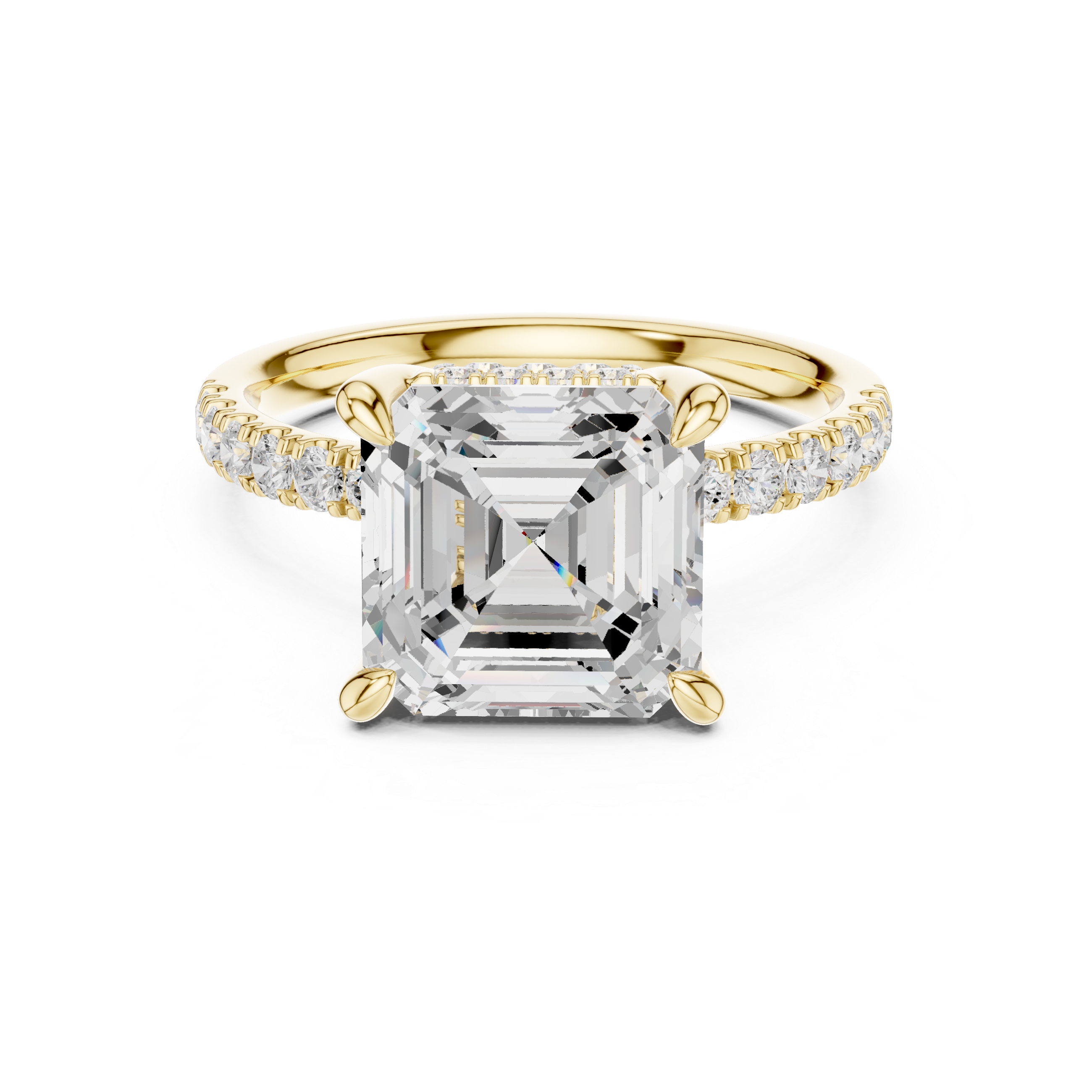 4.58 CT Asscher Cut Hidden Halo Pavé Diamond Engagement Ring
