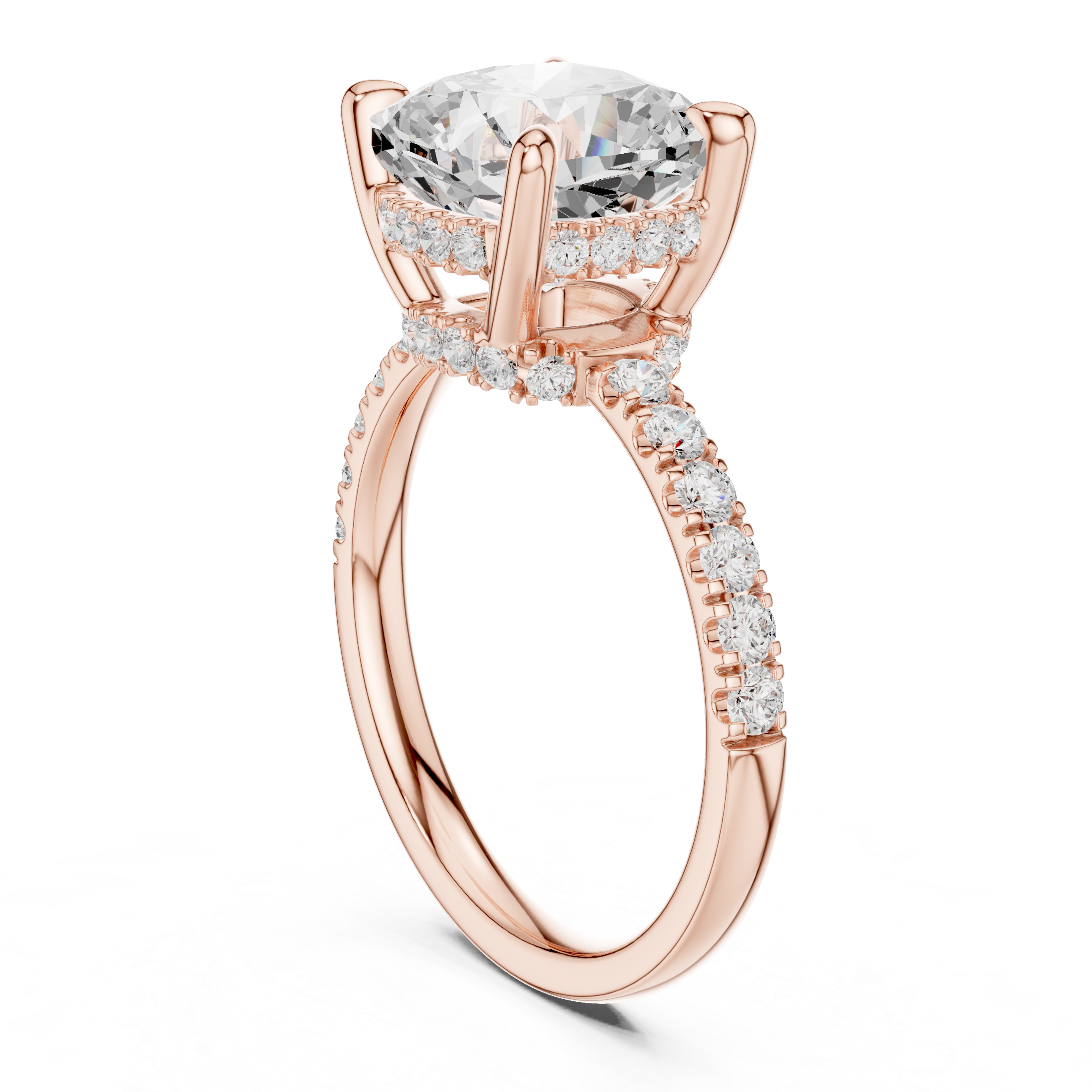 4.55 CT Cushion Cut Hidden Halo Pavé Diamond Engagement Ring