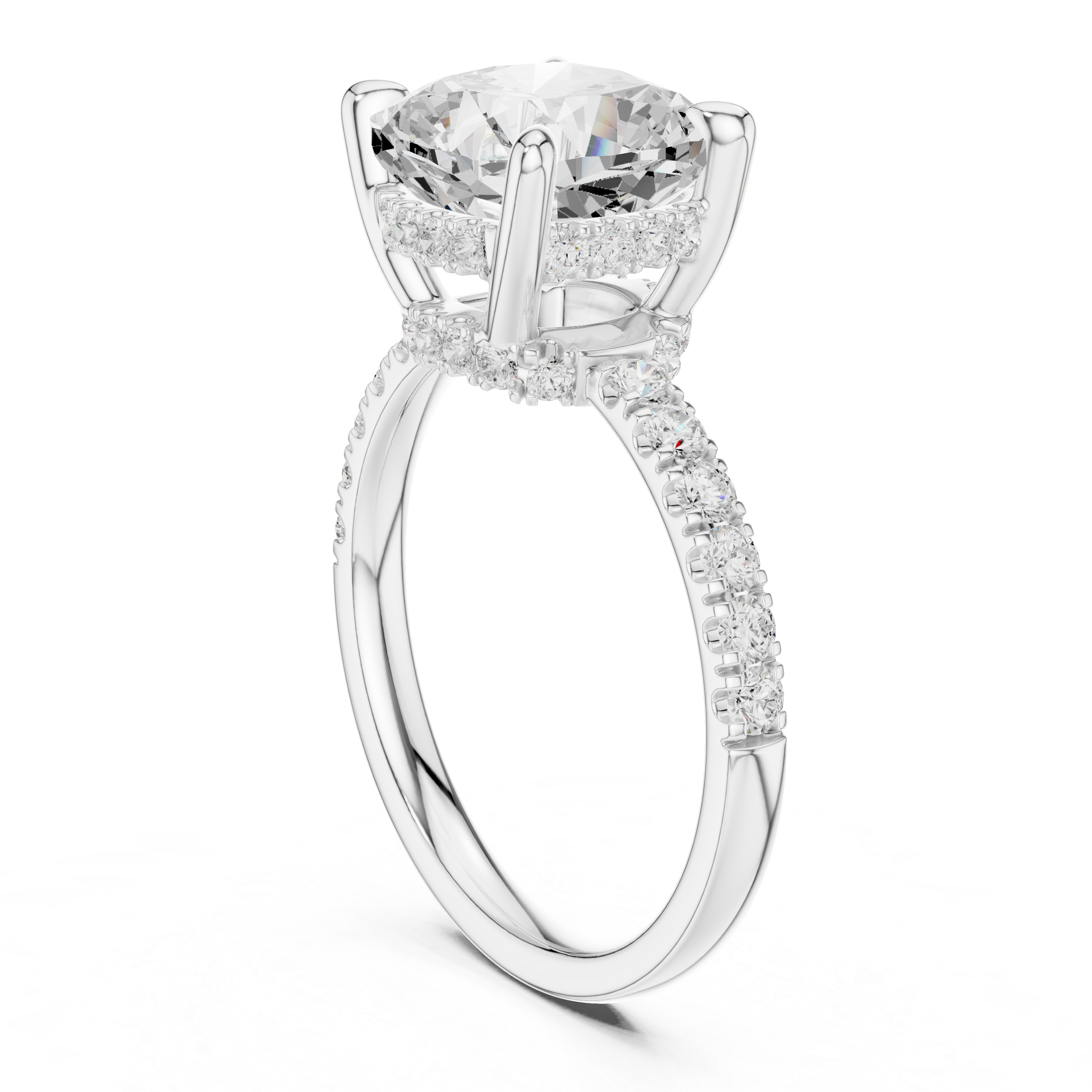 4.55 CT Cushion Cut Hidden Halo Pavé Diamond Engagement Ring