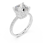 4.55 CT Cushion Cut Hidden Halo Pavé Diamond Engagement Ring