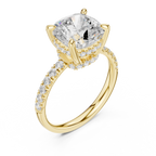 4.55 CT Cushion Cut Hidden Halo Pavé Diamond Engagement Ring