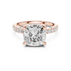 Cushion Cut Hidden Halo Diamond Engagement Ring