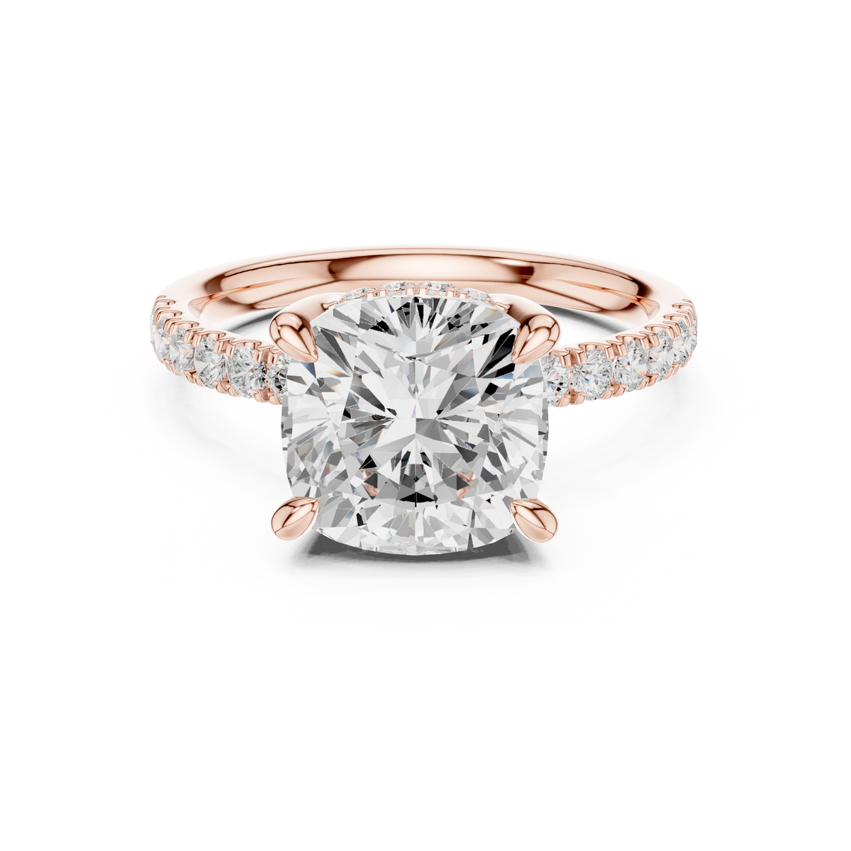 Cushion Cut Hidden Halo Diamond Engagement Ring – Style – view 5 of 12, lab grown diamond ring | Jewelix Atelier
