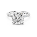 Cushion Cut Hidden Halo Diamond Engagement Ring